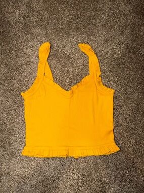 Me to We Yellow Ruffled V-Neck Cropped Camisole